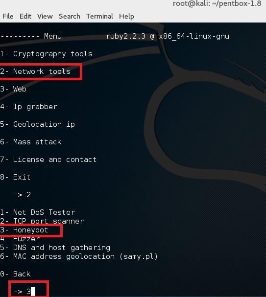 在 Kali Linux 环境下设置蜜罐