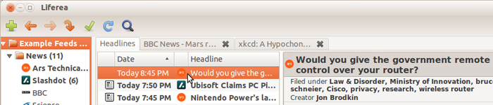 feed新闻阅读器Liferea 1.12.2更新