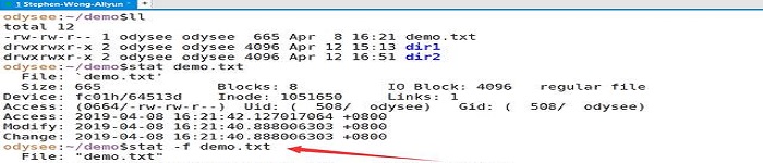 Linux：査看文件的详细信息