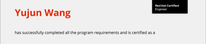 捷讯：王裕君同学于上海顺利通过红帽RHCE认证