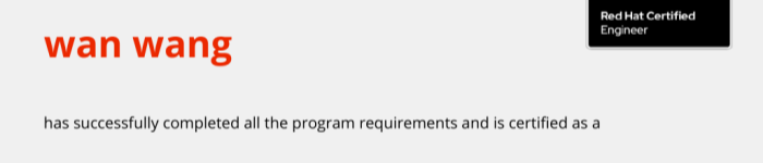 捷讯：王万同学于上海顺利通过红帽RHCE认证